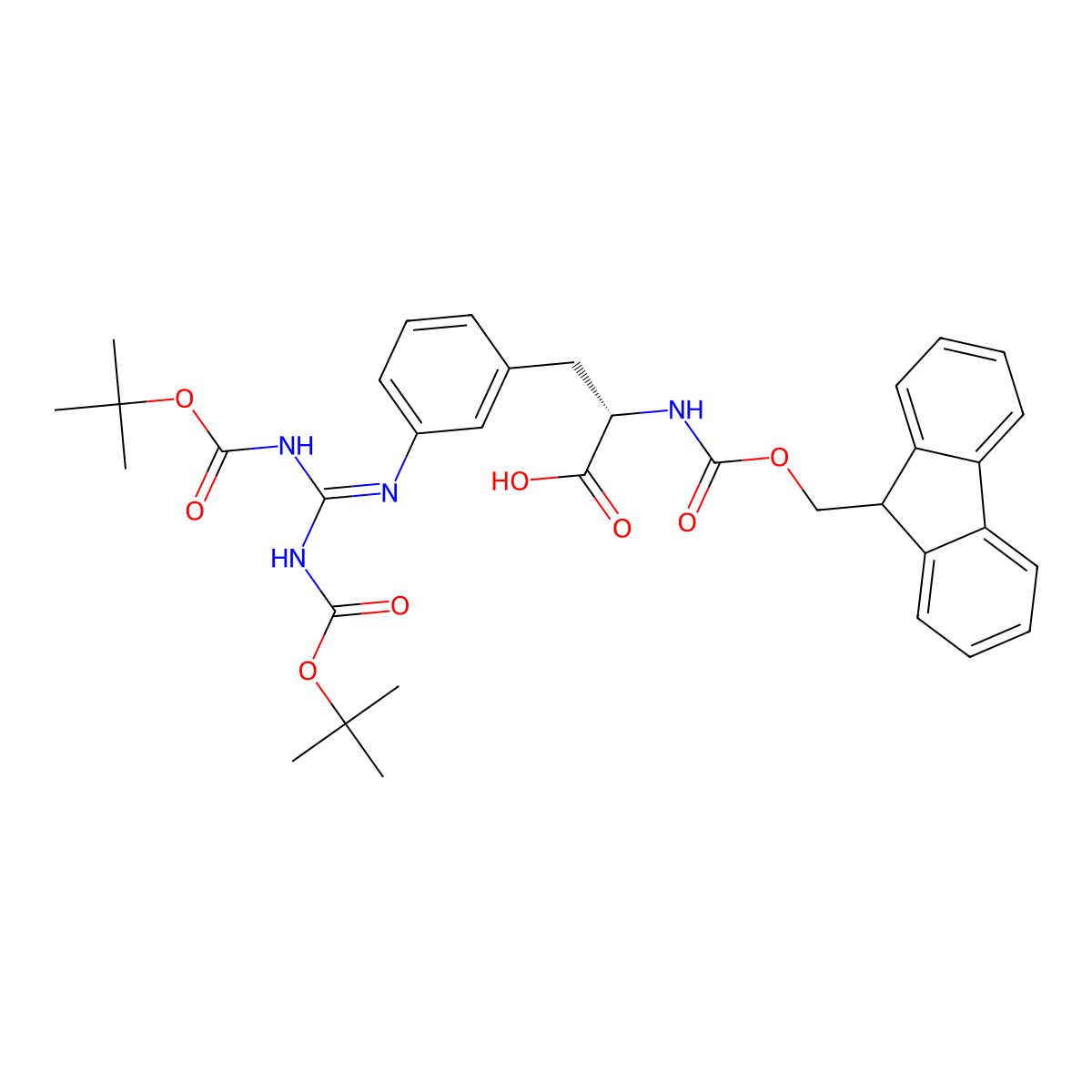 (S)-2-((((9H-Fluoren-9-YL)methoxy)carbonyl)amino)-3-(3-((2,2,10,10-tetramethyl-4,8-dioxo-3,9-dioxa-5,7-diazaundecan-6-ylidene)amino)phenyl)propanoic acid molecular structure, CAS 2922198-98-7