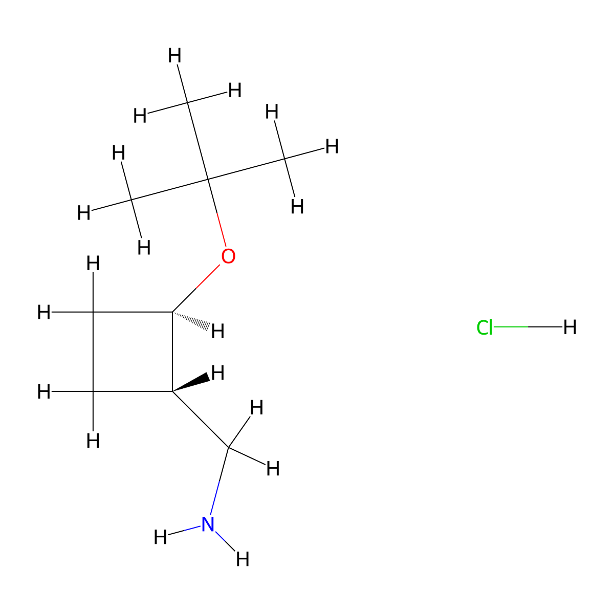 rac-1-((1R,2S)-2-(tert-butoxy)cyclobutyl)methanamine hydrochloride molecular structure, CAS 2922280-19-9
