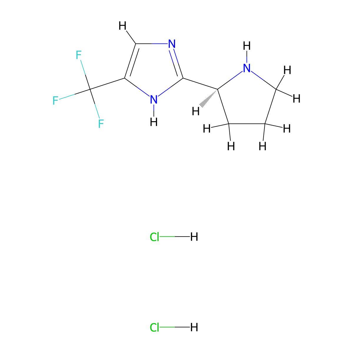 2-[(2S)-pyrrolidin-2-yl]-4-(trifluoromethyl)-1H-imidazole dihydrochloride molecular structure, CAS 2922280-30-4