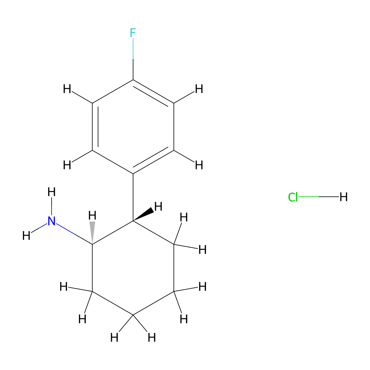 rac-(1R,2S)-2-(4-fluorophenyl)cyclohexan-1-amine hydrochloride molecular structure, CAS 2922280-40-6