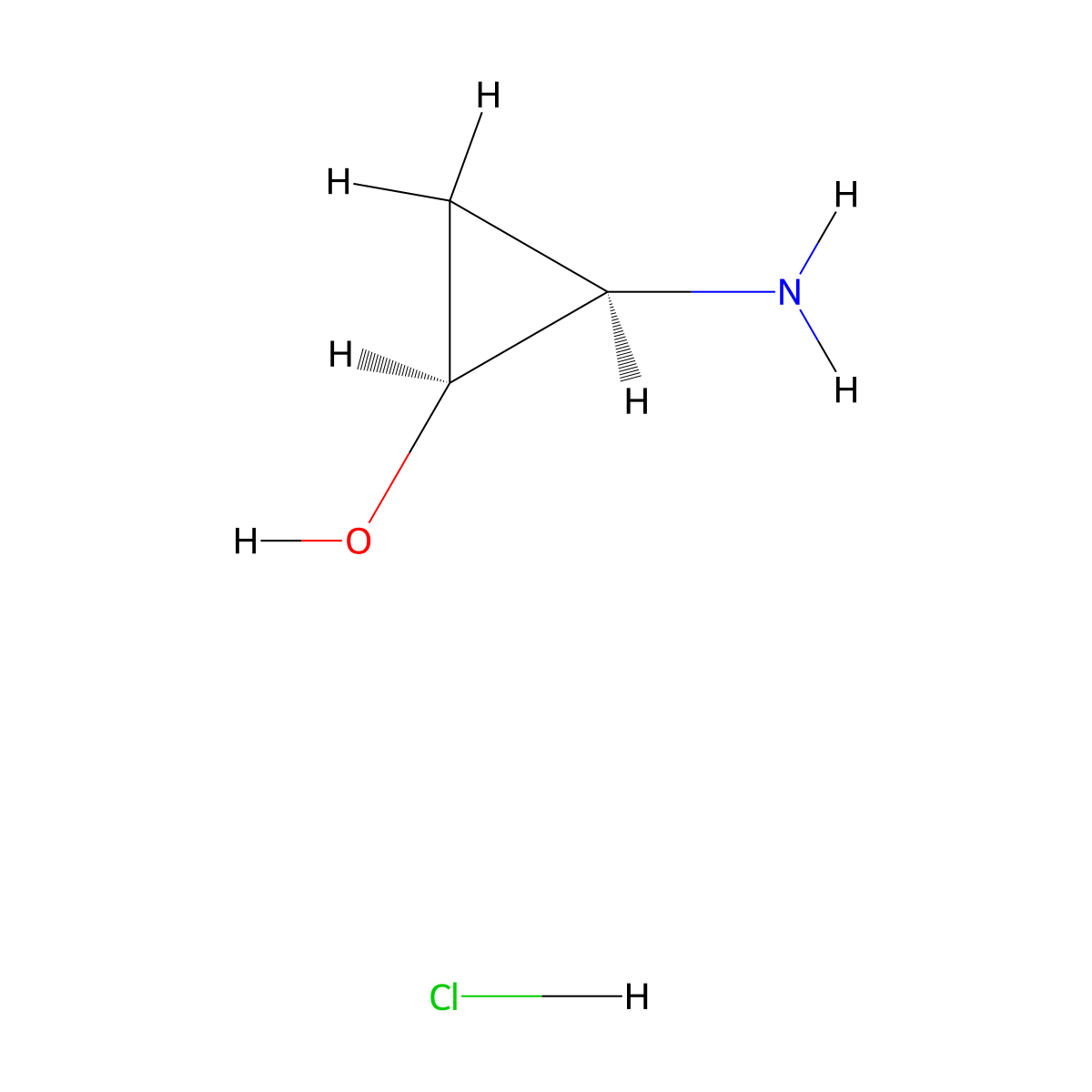 rac-(1R,2S)-2-aminocyclopropan-1-ol hydrochloride, cis molecular structure, CAS 2922280-45-1