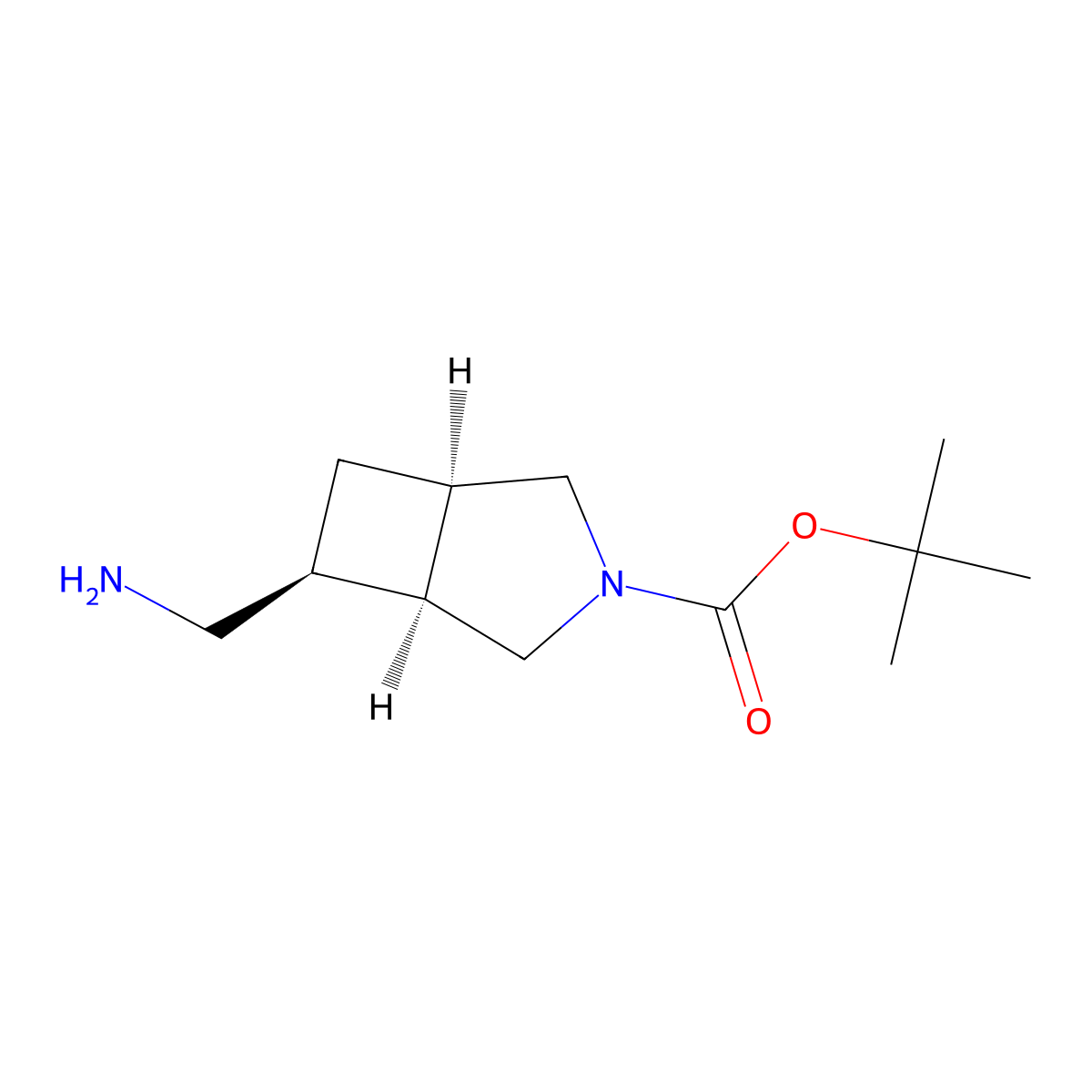 rac-tert-butyl (1R,5S,6S)-6-(aminomethyl)-3-azabicyclo[3.2.0]heptane-3-carboxylate molecular structure, CAS 2922280-46-2