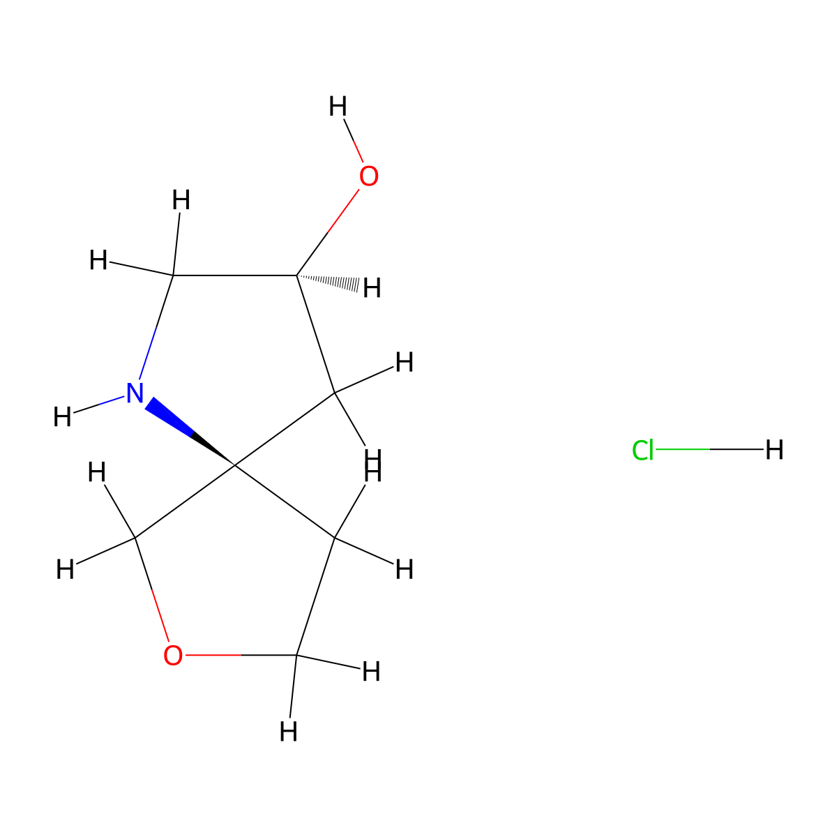 rac-(3R,5S)-7-oxa-1-azaspiro[4.4]nonan-3-ol hydrochloride molecular structure, CAS 2922280-67-7