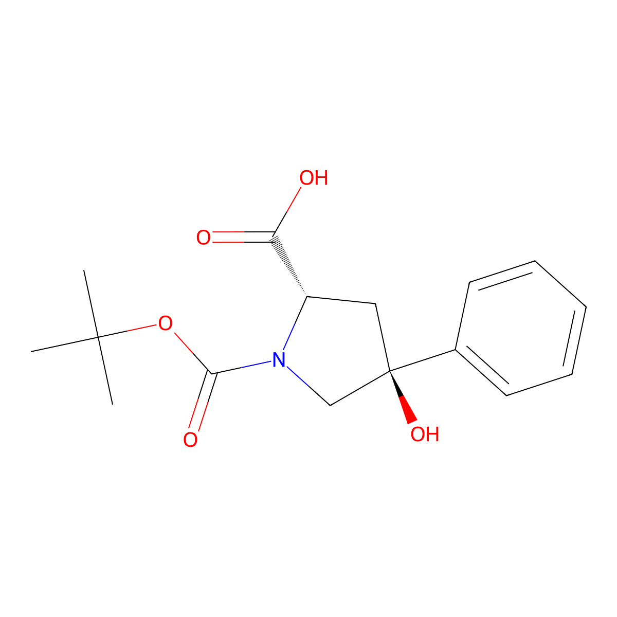 rac-(2R,4R)-1-[(tert-butoxy)carbonyl]-4-hydroxy-4-phenylpyrrolidine-2-carboxylic acid molecular structure, CAS 2922280-68-8