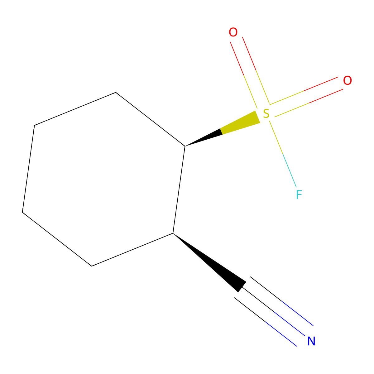 rac-(1R,2R)-2-cyanocyclohexane-1-sulfonyl fluoride molecular structure, CAS 2922280-70-2