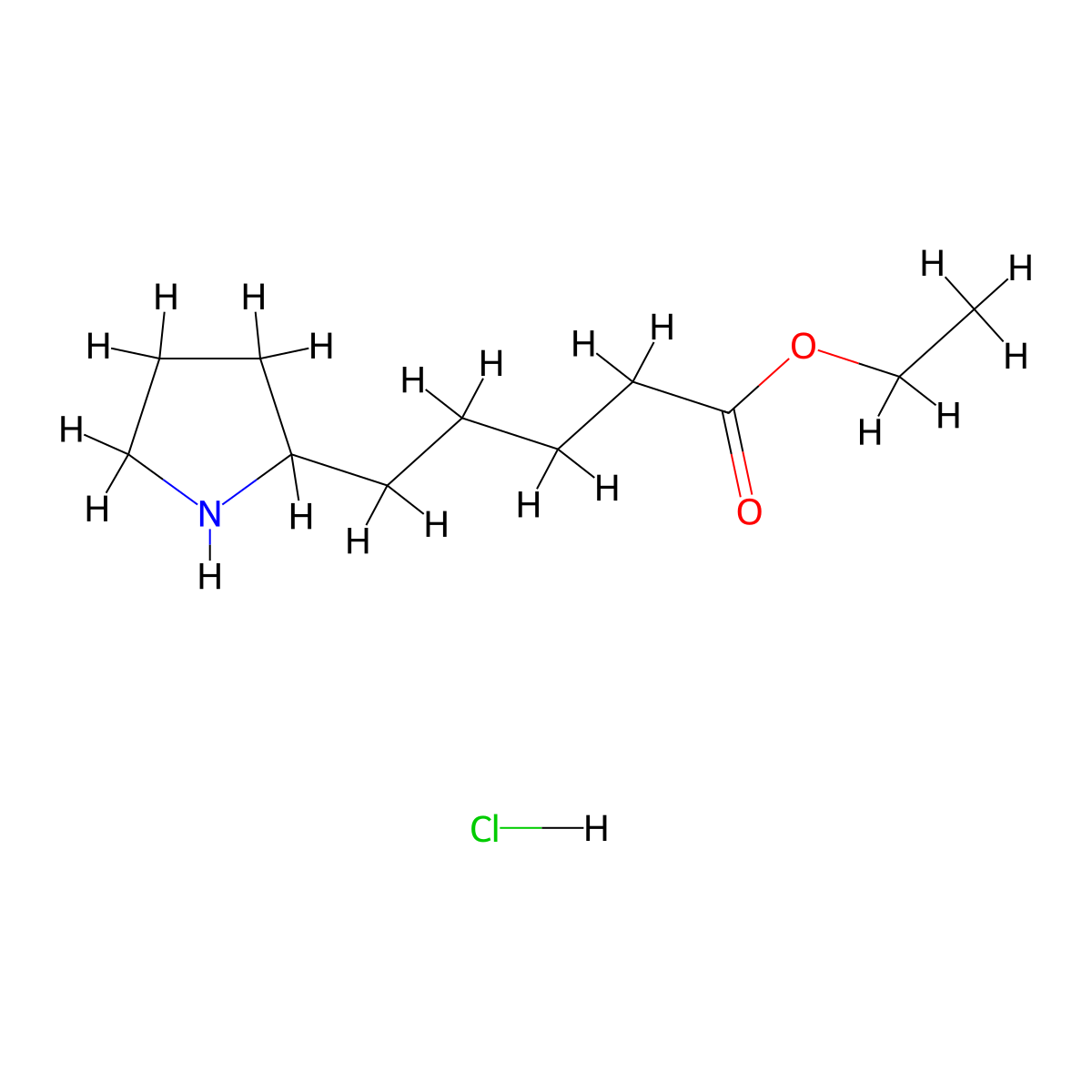 Ethyl 5-(pyrrolidin-2-yl)pentanoate hydrochloride molecular structure, CAS 2922283-29-0
