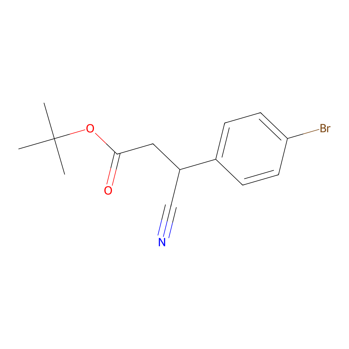 tert-Butyl 3-(4-bromophenyl)-3-cyanopropanoate molecular structure, CAS 2922283-36-9