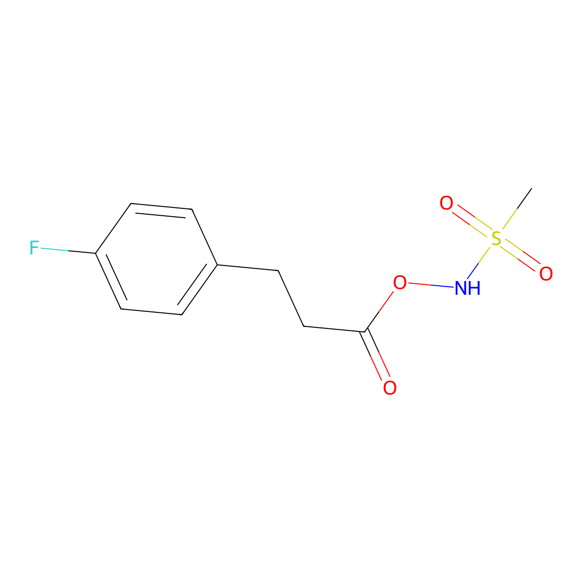 N-((3-(4-Fluorophenyl)propanoyl)oxy)methanesulfonamide molecular structure, CAS 2922283-68-7