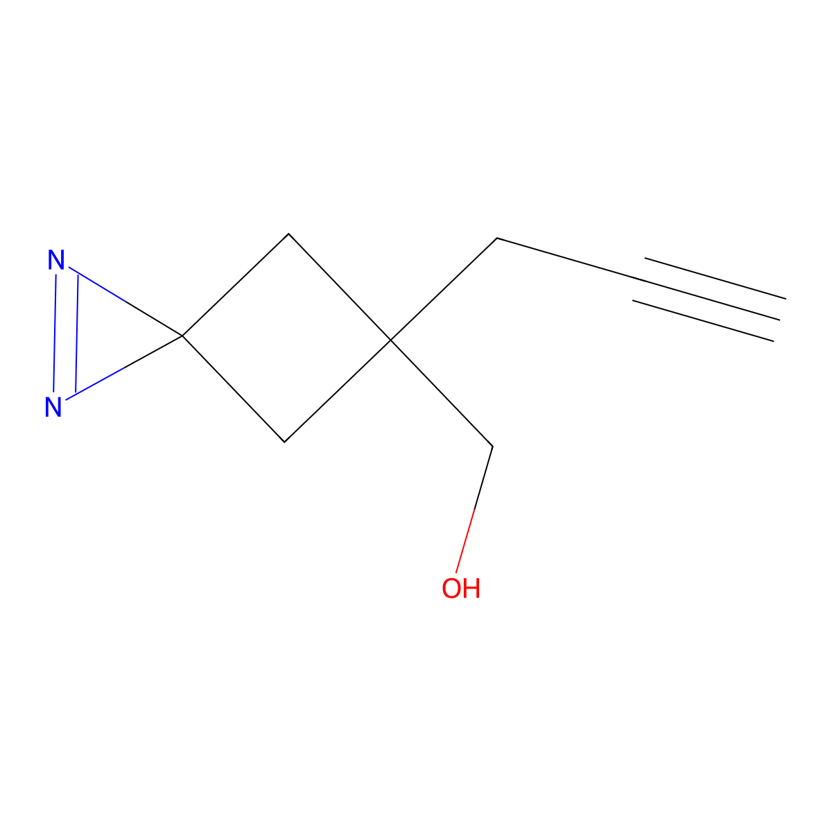 (5-(Prop-2-yn-1-yl)-1,2-diazaspiro[2.3]hex-1-en-5-yl)methanol molecular structure, CAS 2922283-70-1
