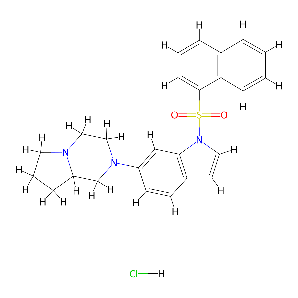 2-(1-(Naphthalen-1-ylsulfonyl)-1H-indol-6-YL)octahydropyrrolo[1,2-A]pyrazine hydrochloride molecular structure, CAS 2922283-76-7