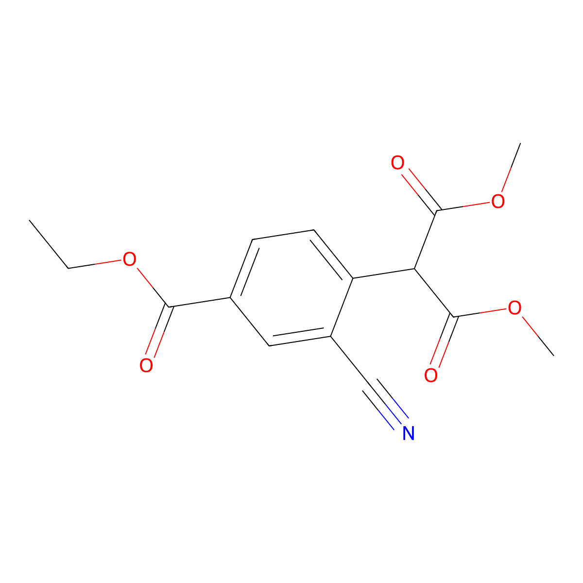 1,3-Dimethyl 2-[2-cyano-4-(ethoxycarbonyl)phenyl]propanedioate molecular structure, CAS 2922283-78-9