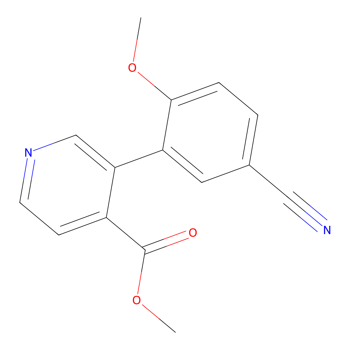 Methyl 3-(5-cyano-2-methoxyphenyl)isonicotinate molecular structure, CAS 2922291-43-6
