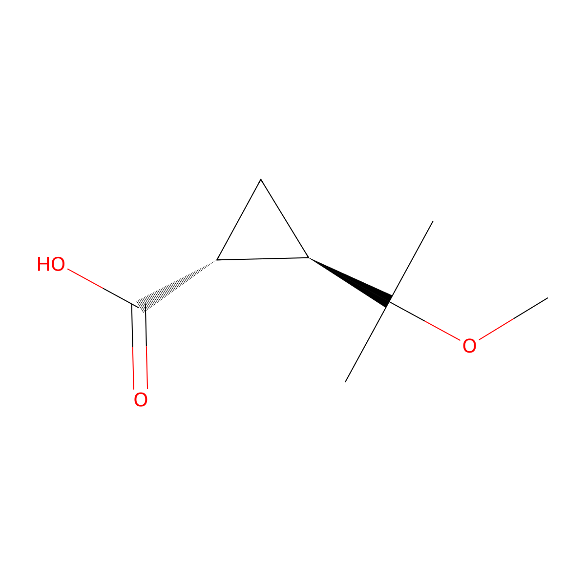 rac-(1R,2R)-2-(2-methoxypropan-2-yl)cyclopropane-1-carboxylic acid molecular structure, CAS 2922393-38-0
