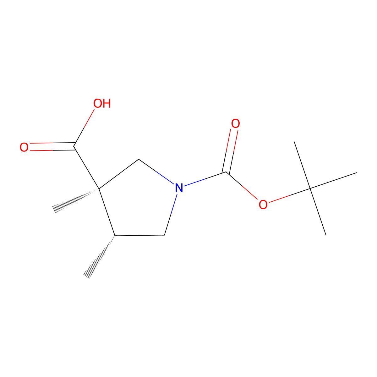 (3R,4R)-3,4-dimethyl-1-[(2-methylpropan-2-yl)oxycarbonyl]pyrrolidine-3-carboxylic acid molecular structure, CAS 2922401-80-5