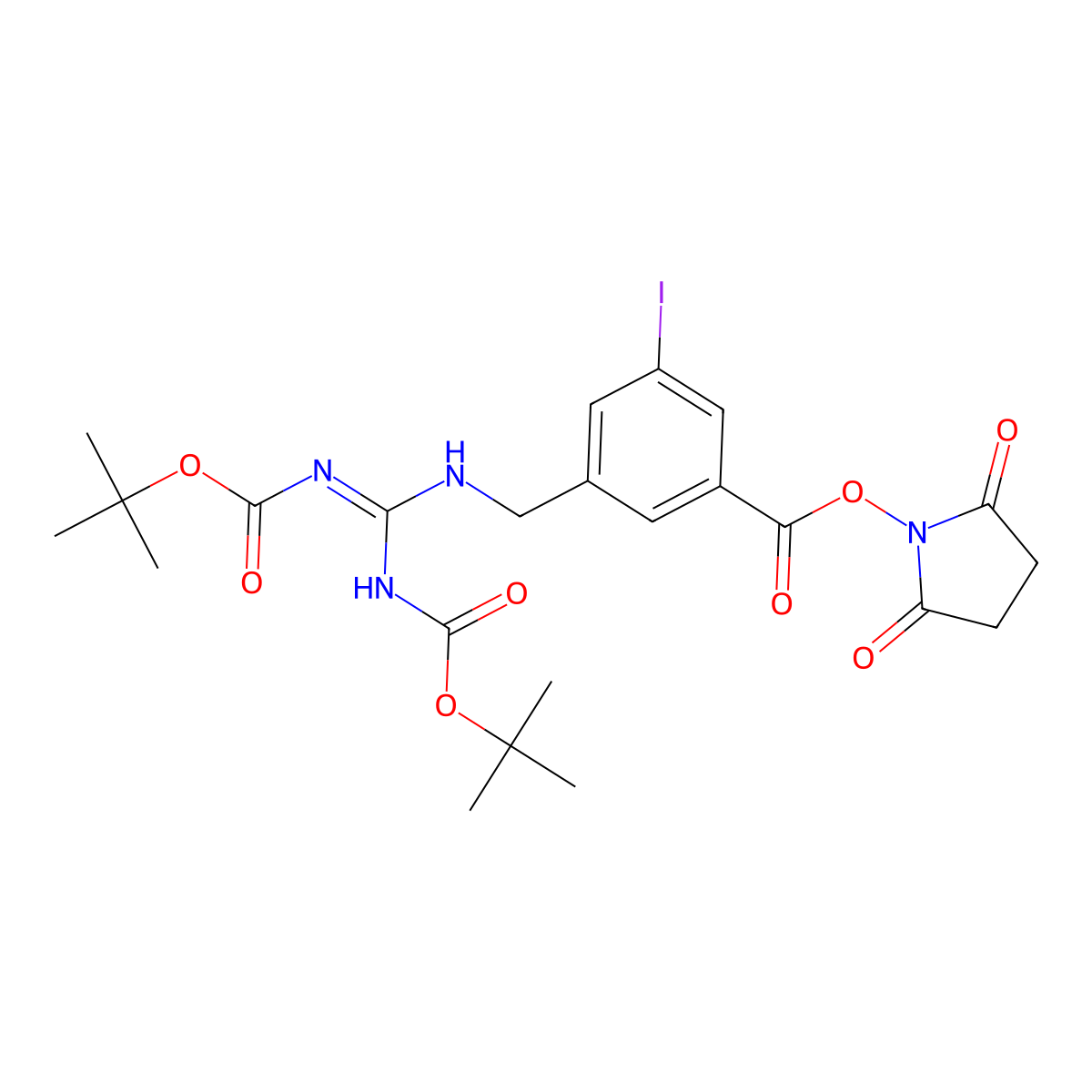 2,5-Dioxo-1-pyrrolidinyl 3-[(2,3-Di-Boc-guanidino)methyl]-5-iodobenzoate molecular structure, CAS 2922427-93-6