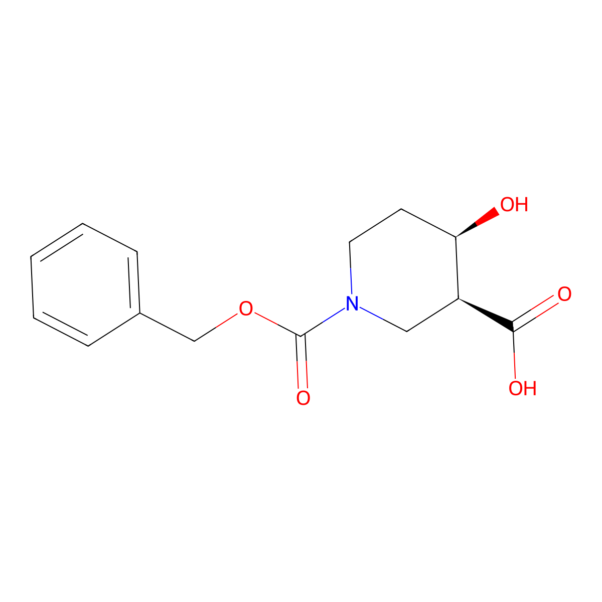 (3S,4R)-1-benzyloxycarbonyl-4-hydroxy-piperidine-3-carboxylic acid molecular structure, CAS 2922438-86-4