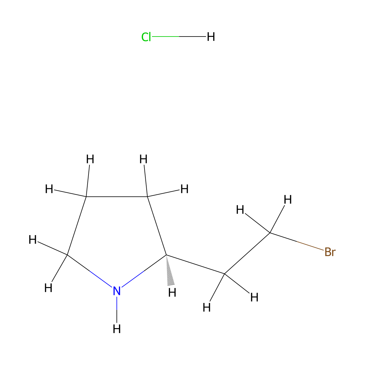 (2S)-2-(2-bromoethyl)pyrrolidine;hydrochloride molecular structure, CAS 2922438-89-7
