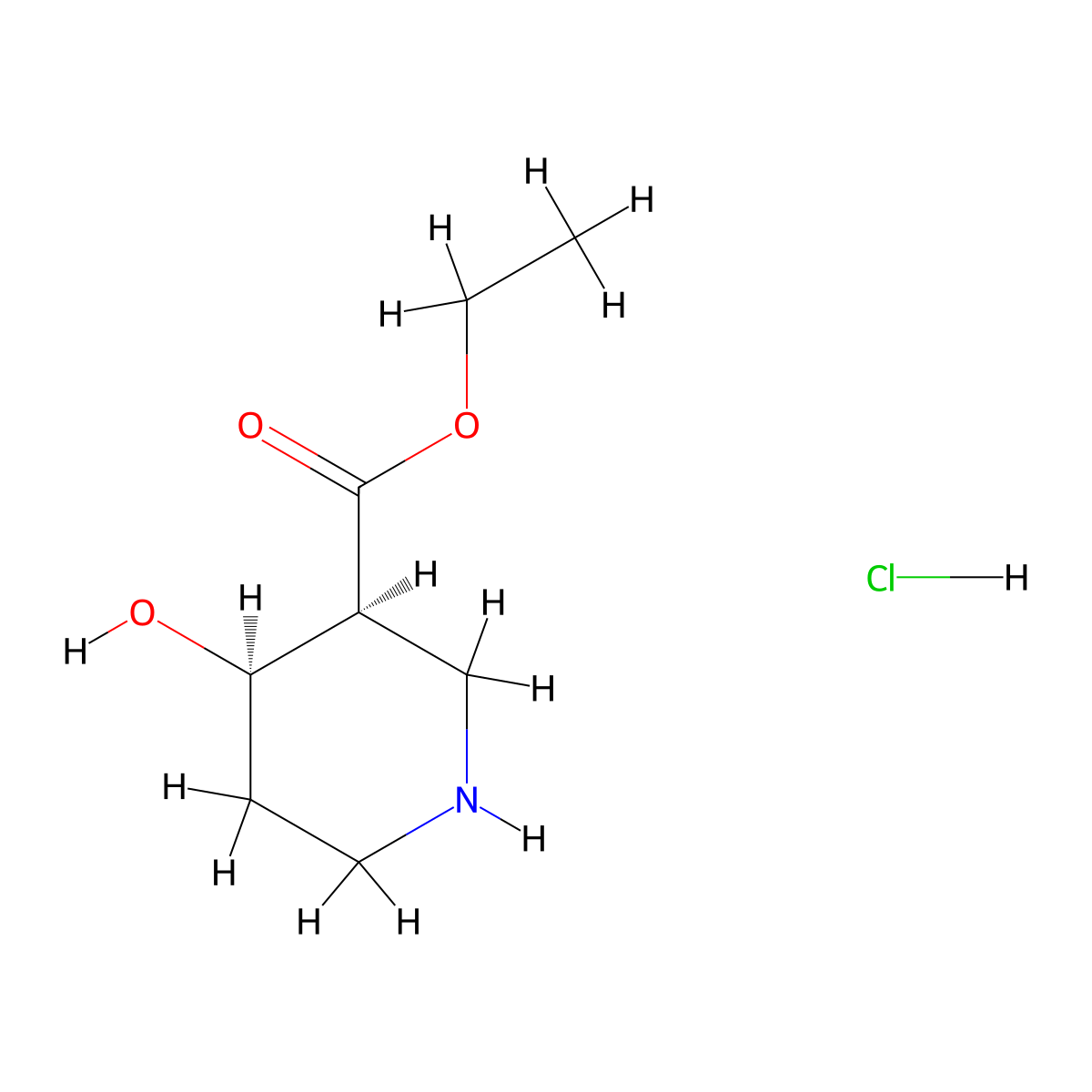 Ethyl (3S,4R)-4-hydroxypiperidine-3-carboxylate hydrochloride molecular structure, CAS 2922439-42-5