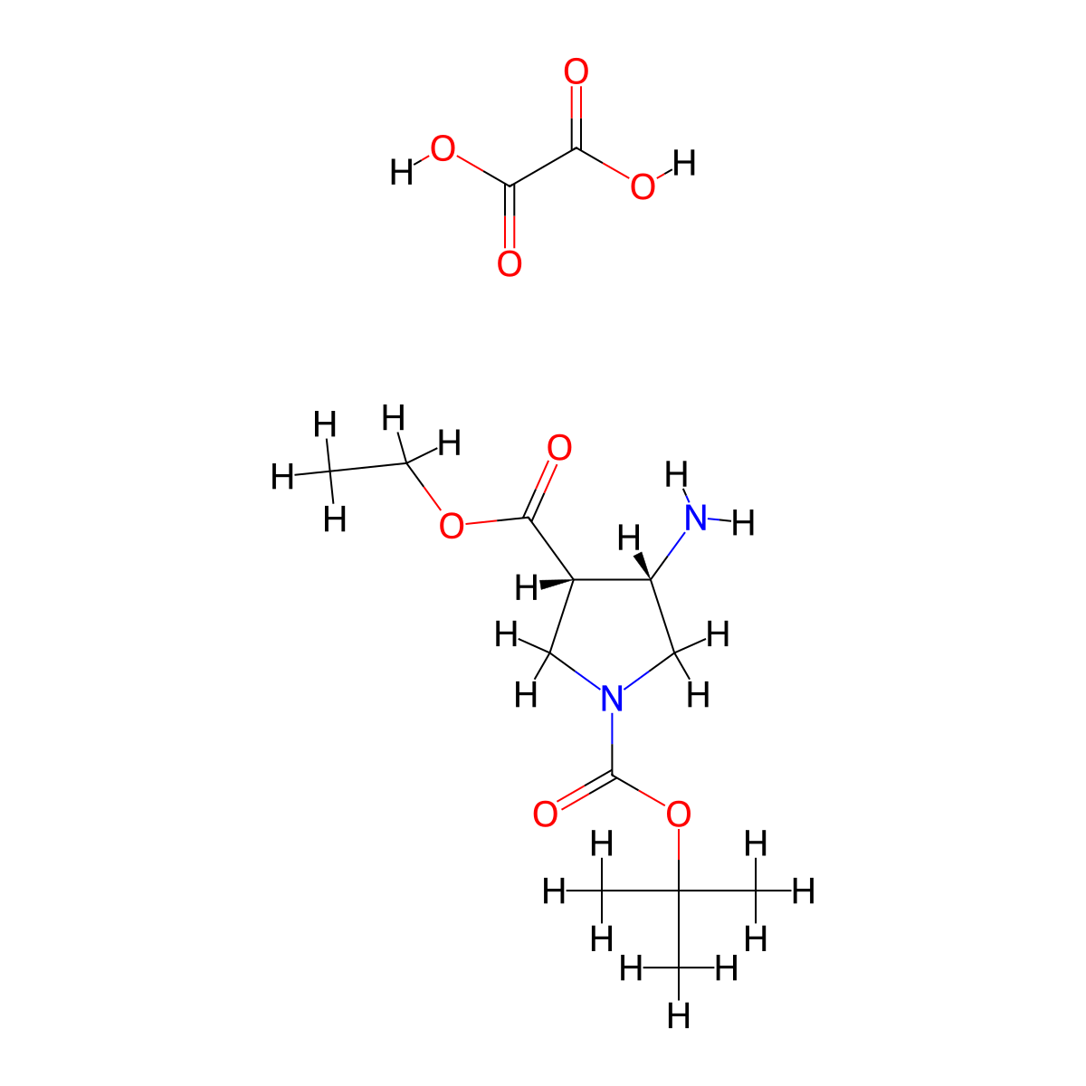 O1-tert-butyl O3-ethyl (3S,4S)-4-aminopyrrolidine-1,3-dicarboxylate;oxalic acid molecular structure, CAS 2922439-48-1
