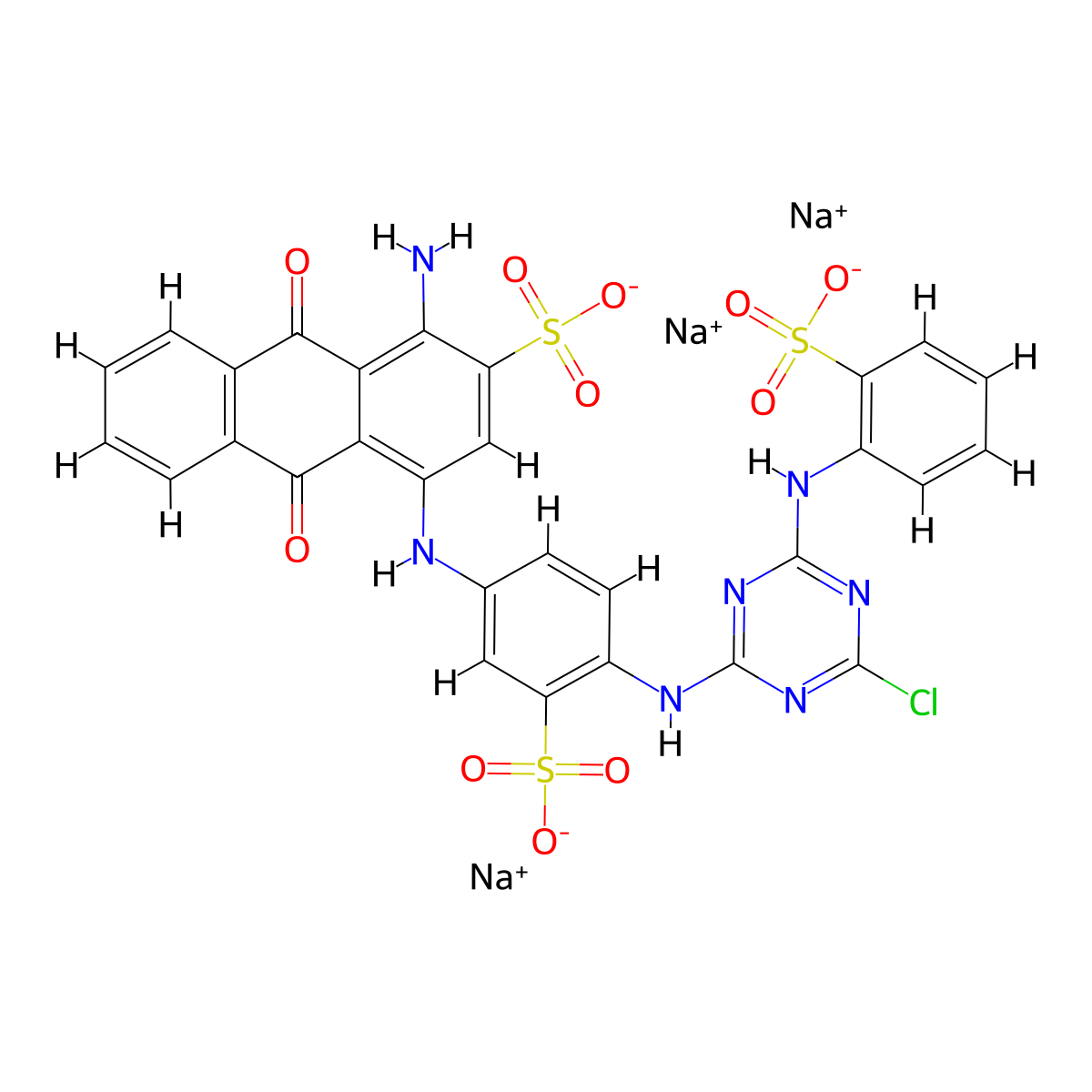 C.I. Reactive Blue 2, trisodium salt molecular structure, CAS 29225-66-9