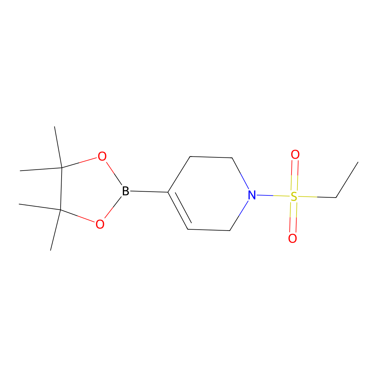 1-(Ethylsulfonyl)-4-(4,4,5,5-tetramethyl-1,3,2-dioxaborolan-2-yl)-1,2,3,6-tetrahydropyridine molecular structure, CAS 2922751-00-4