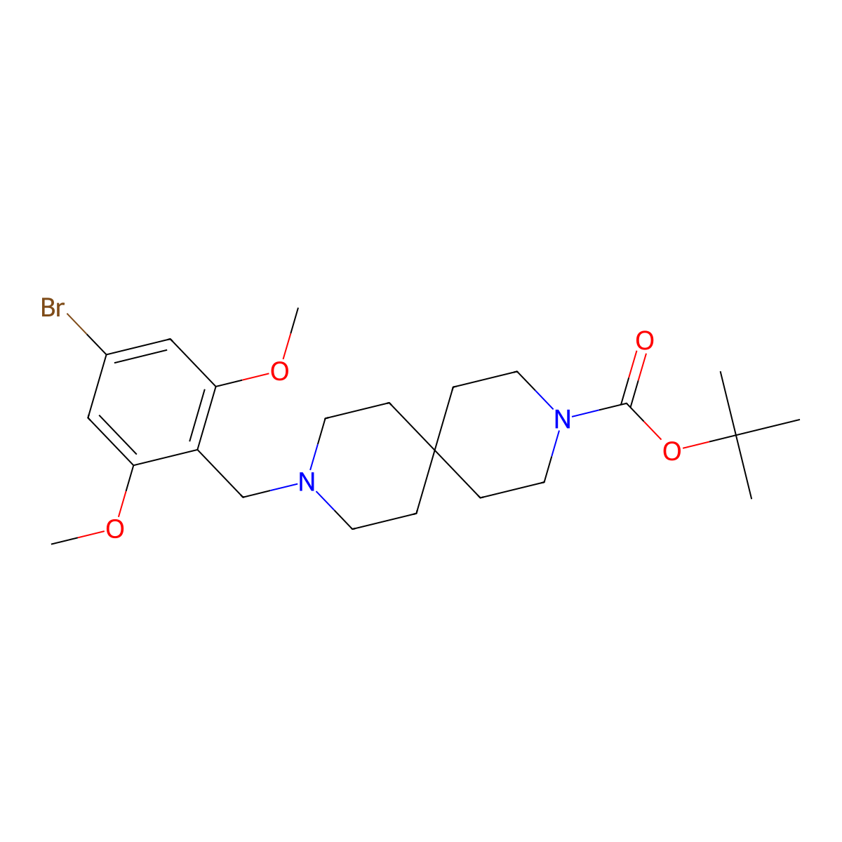 Tert-butyl 9-(4-bromo-2,6-dimethoxybenzyl)-3,9-diazaspiro[5.5]undecane-3-carboxylate molecular structure, CAS 2922807-83-6