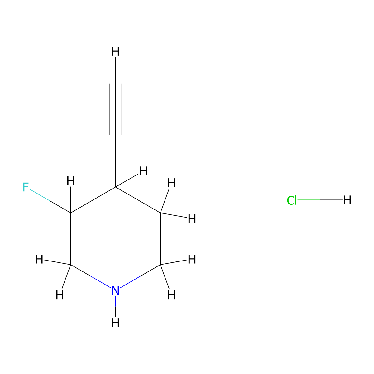 4-Ethynyl-3-fluoropiperidine hydrochloride molecular structure, CAS 2922832-09-3