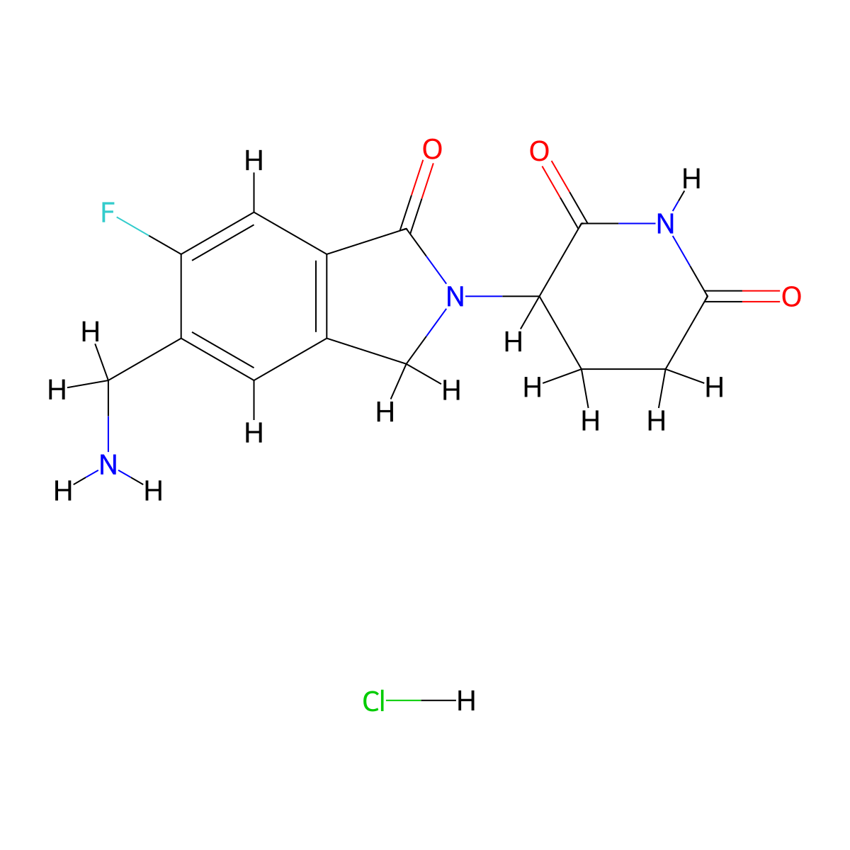3-[5-(aminomethyl)-6-fluoro-1-oxo-2,3-dihydro-1H-isoindol-2-yl]hexahydropyridine-2,6-dione hydrochloride molecular structure, CAS 2922884-90-8