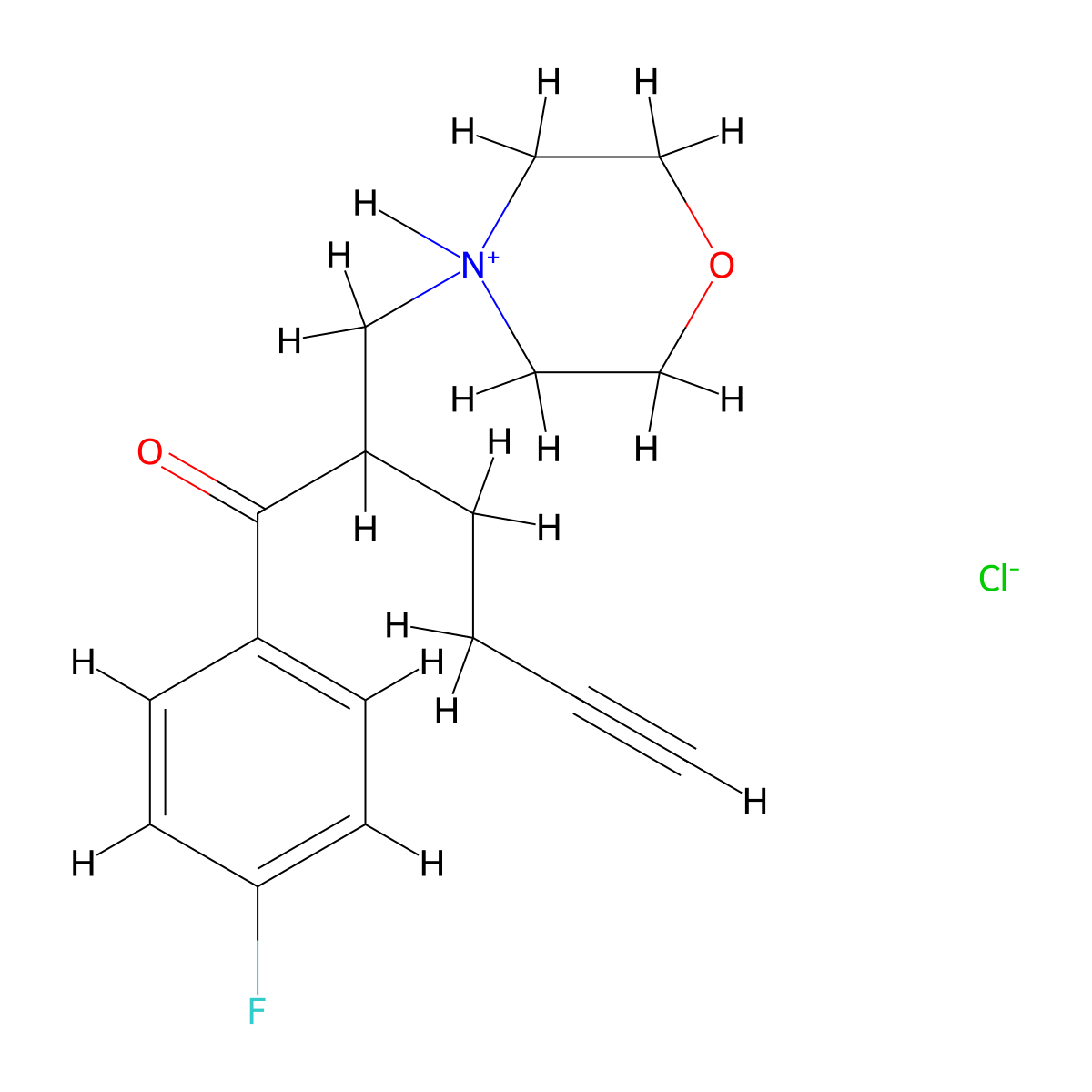 5-Hexynophenone, 4'-fluoro-2-morpholinomethyl-, hydrochloride molecular structure, CAS 29229-75-2
