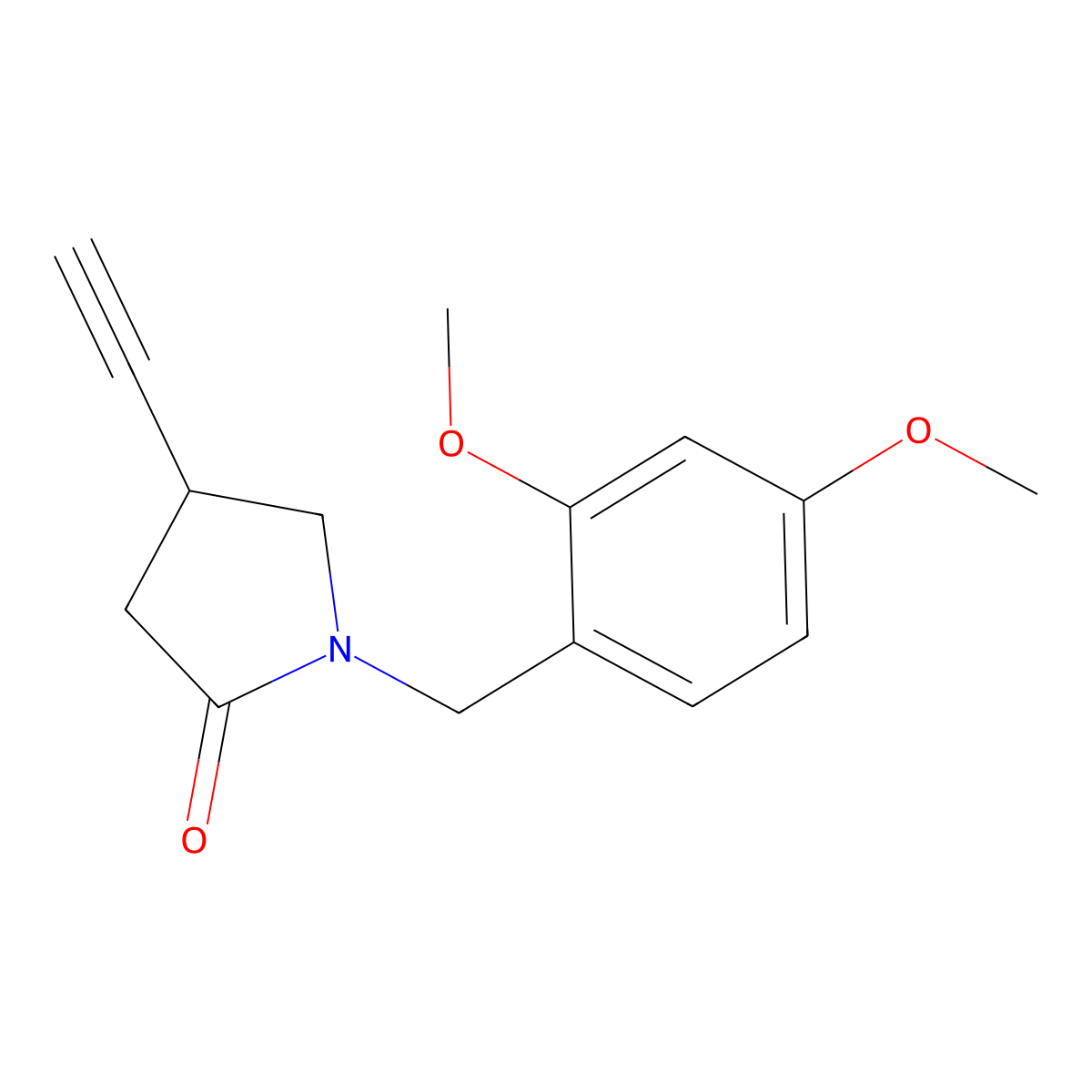 1-(2,4-Dimethoxybenzyl)-4-ethynylpyrrolidin-2-one molecular structure, CAS 2922928-82-1