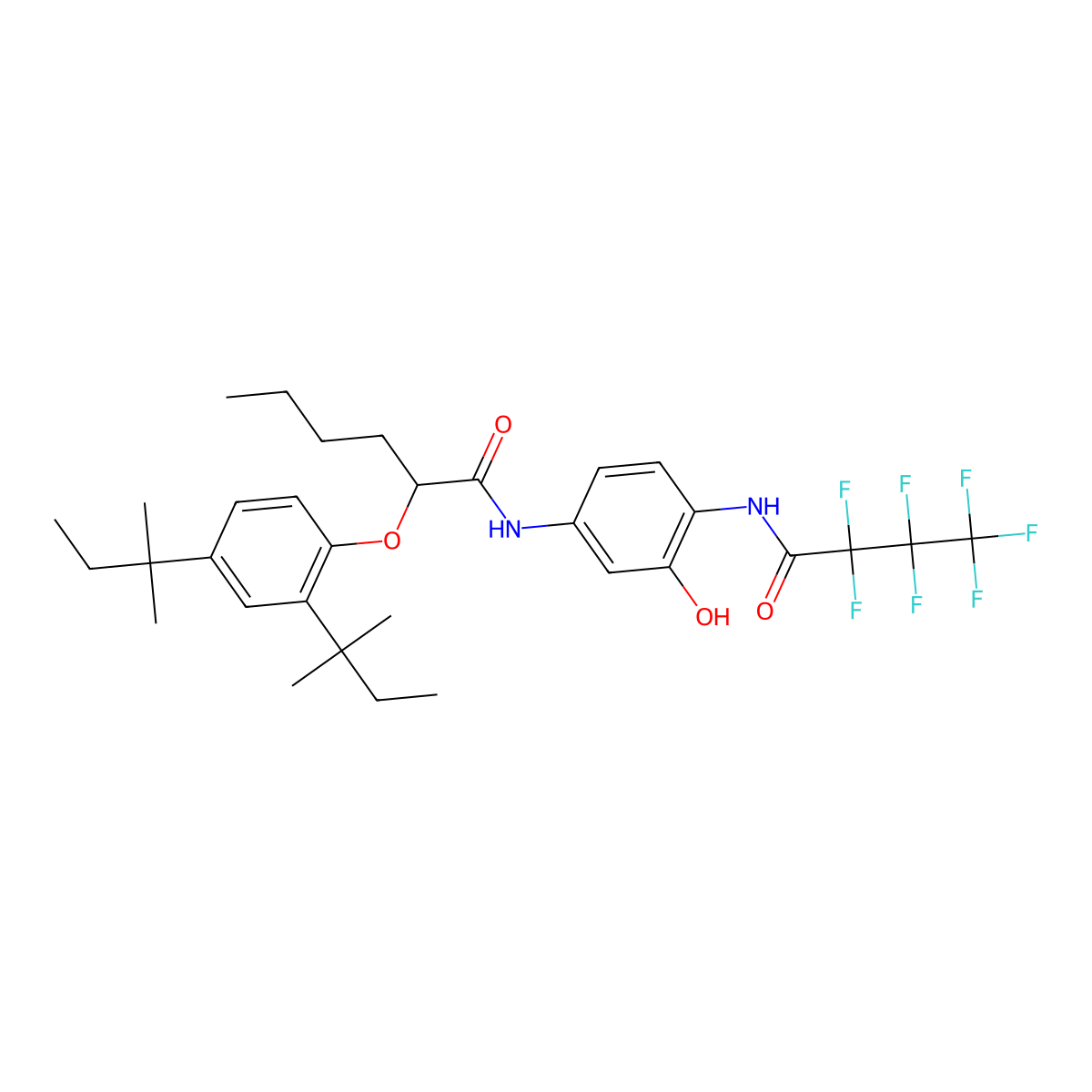 2-(2,4-Bis(1,1-dimethylpropyl)phenoxy)-N-(4-((2,2,3,3,4,4,4-heptafluoro-1-oxobutyl)amino)-3-hydroxyphenyl)hexanamide molecular structure, CAS 2923-93-5