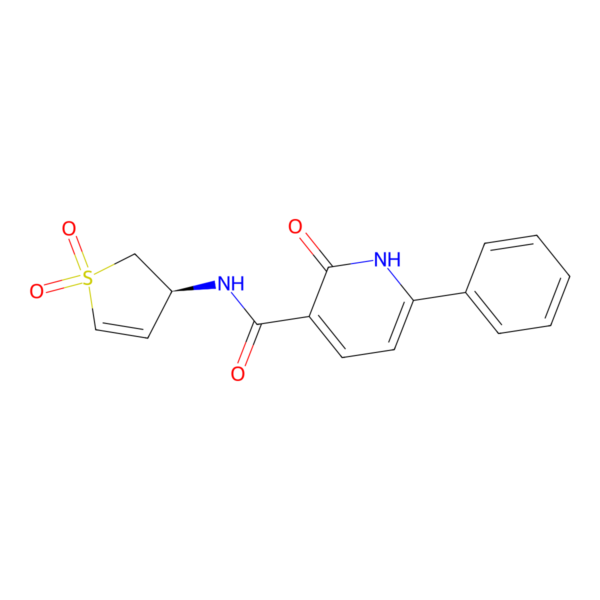 (S)-N-(1,1-dioxido-2,3-dihydrothiophen-3-yl)-2-oxo-6-phenyl-1,2-dihydropyridine-3-carboxamide molecular structure, CAS 2923008-42-6