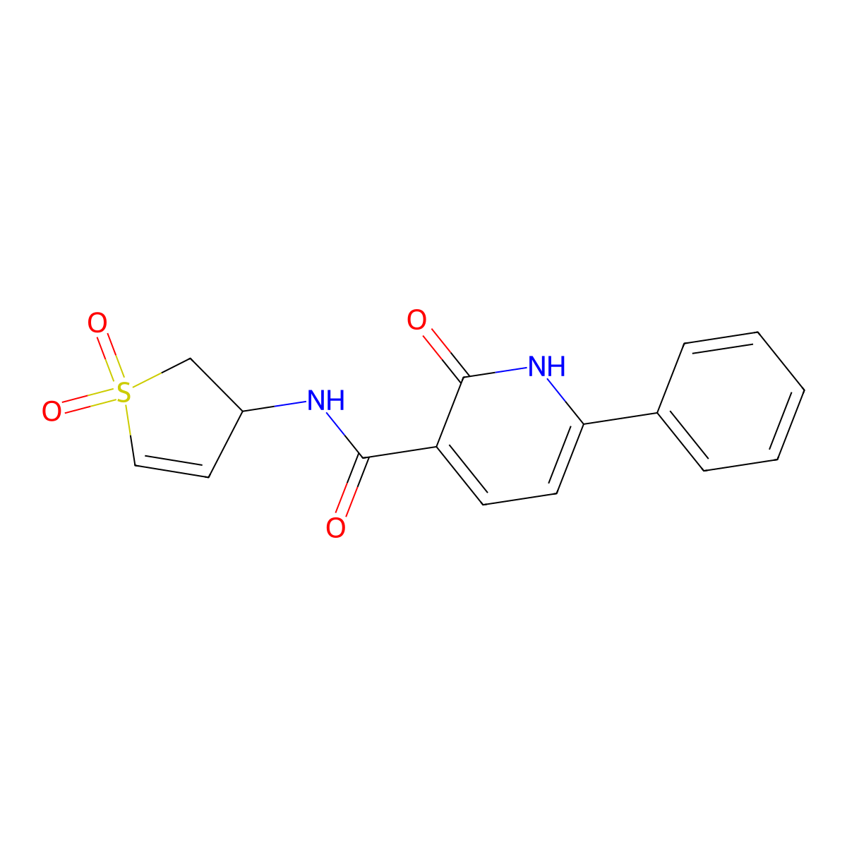 N-(1,1-dioxido-2,3-dihydrothiophen-3-yl)-2-oxo-6-phenyl-1,2-dihydropyridine-3-carboxamide molecular structure, CAS 2923008-67-5