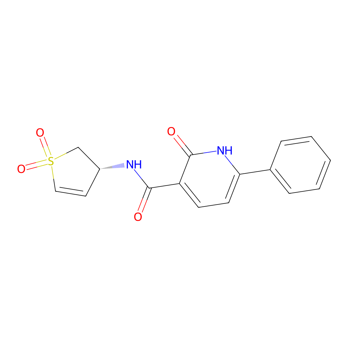 (R)-N-(1,1-dioxido-2,3-dihydrothiophen-3-yl)-2-oxo-6-phenyl-1,2-dihydropyridine-3-carboxamide molecular structure, CAS 2923008-98-2