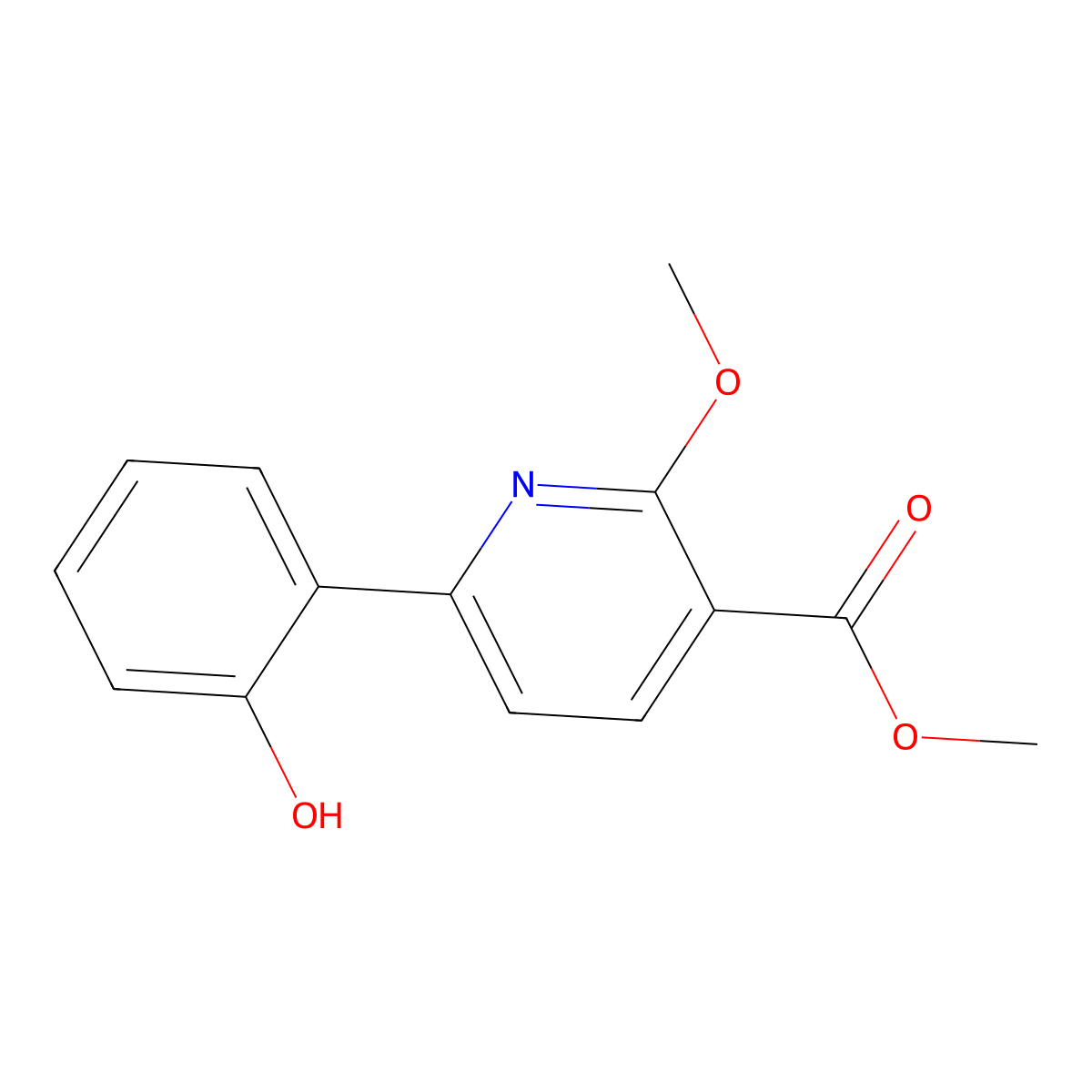 Methyl 6-(2-hydroxyphenyl)-2-methoxynicotinate molecular structure, CAS 2923011-31-6