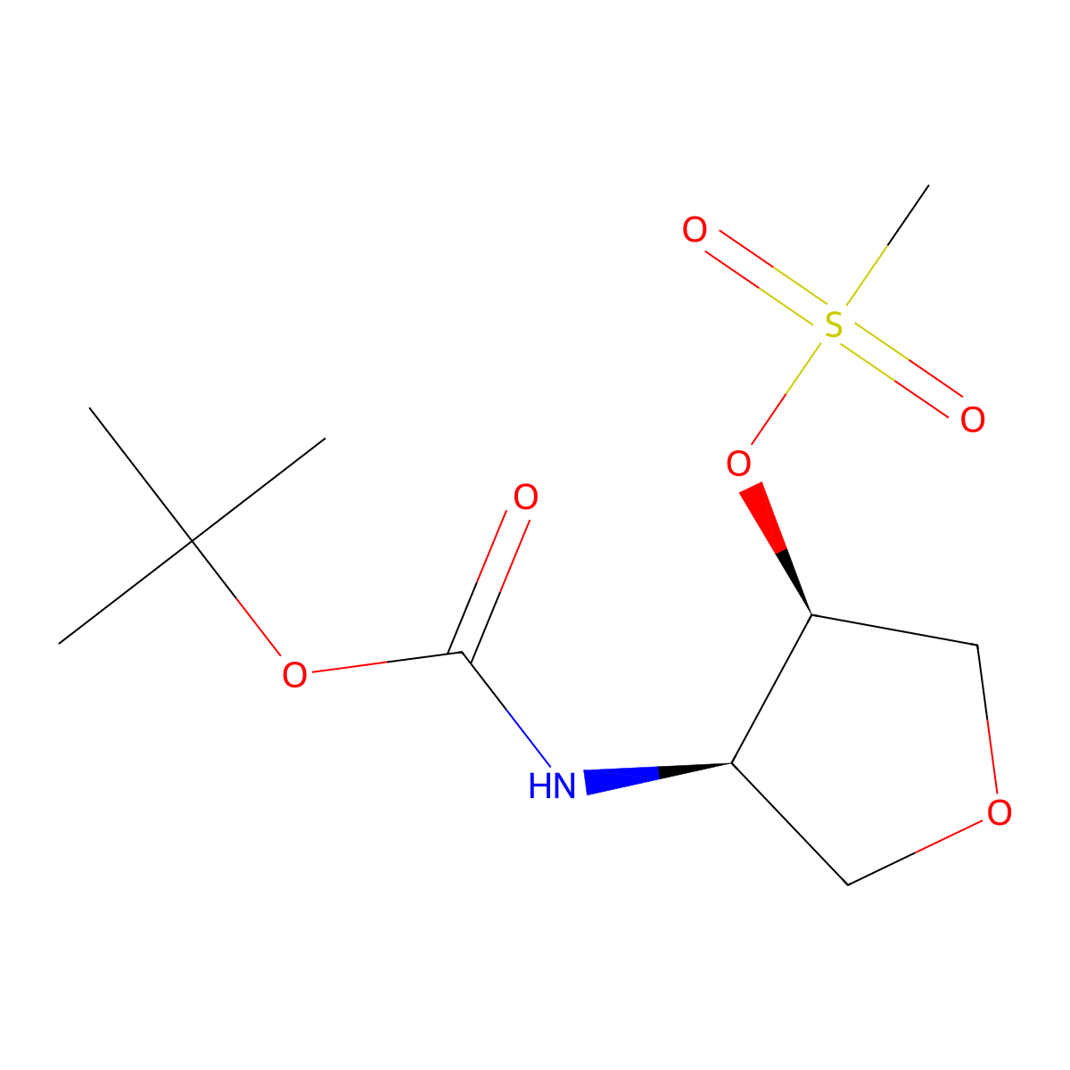 [(3R,4R)-4-[(2-methylpropan-2-yl)oxycarbonylamino]oxolan-3-yl] methanesulfonate molecular structure, CAS 2923145-29-1