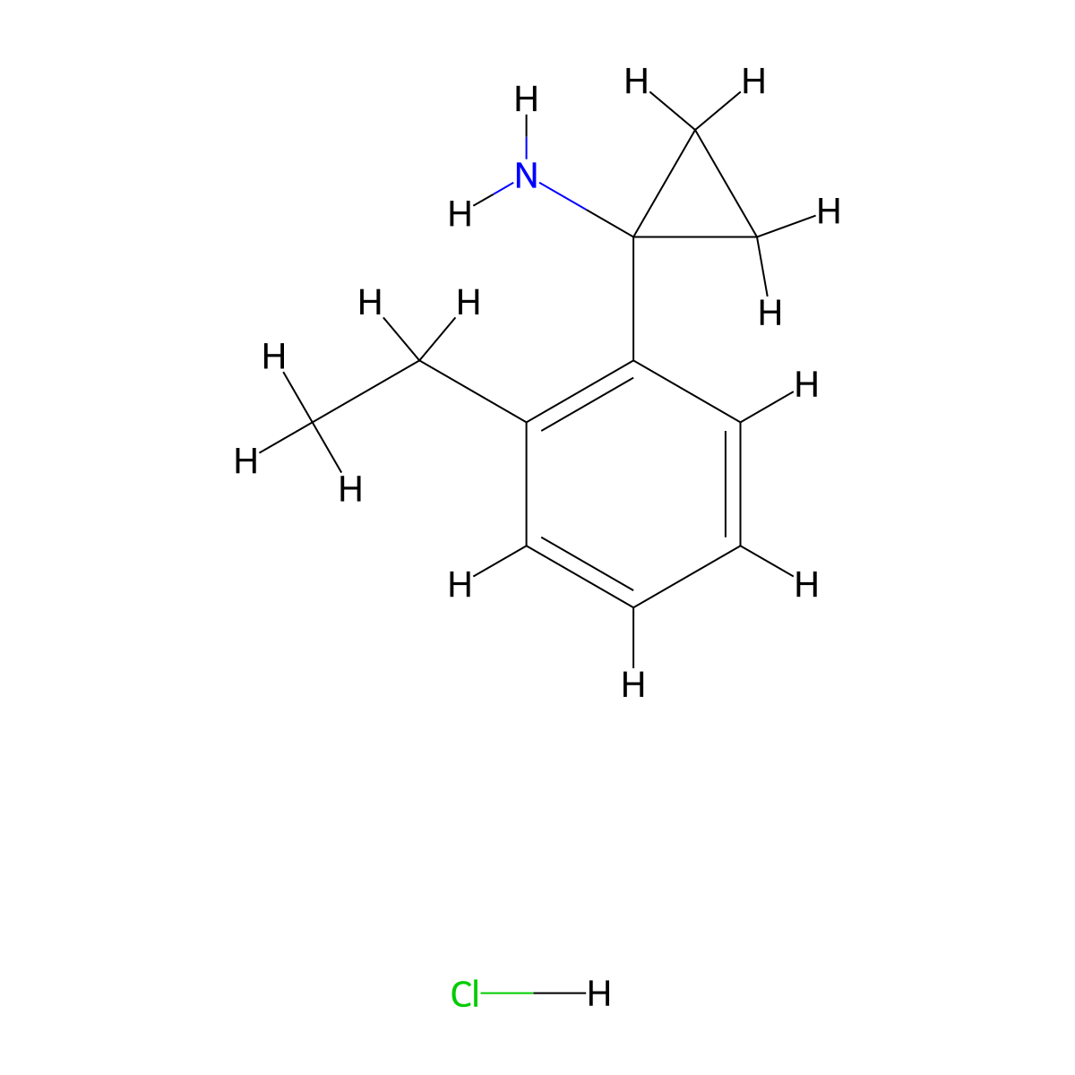 1-(2-Ethylphenyl)cyclopropan-1-amine hydrochloride molecular structure, CAS 2923387-79-3