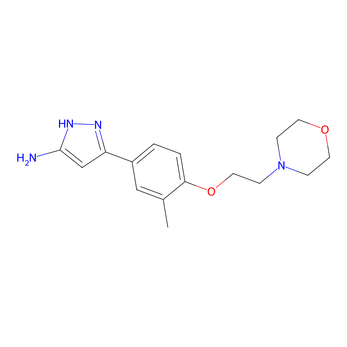 3-{3-methyl-4-[2-(morpholin-4-yl)ethoxy]phenyl}-1H-pyrazol-5-amine molecular structure, CAS 2923501-49-7