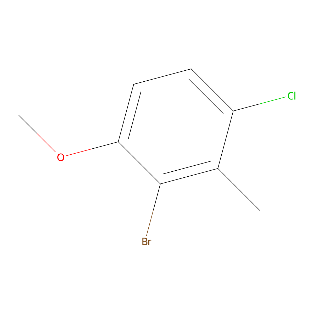 2-Bromo-4-chloro-1-methoxy-3-methylbenzene molecular structure, CAS 29237-11-4