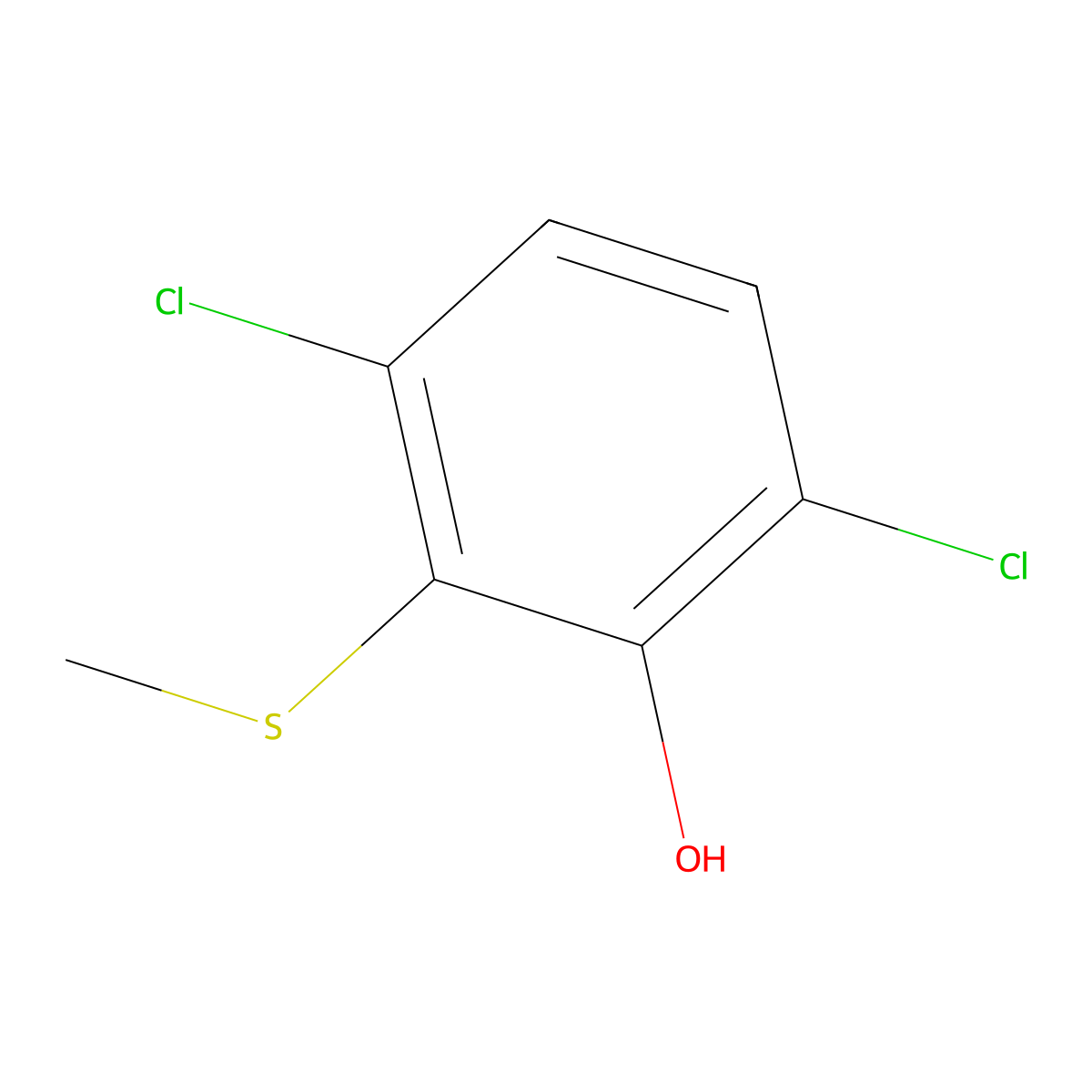 3,6-Dichloro-2-(methylthio)phenol molecular structure, CAS 29237-62-5
