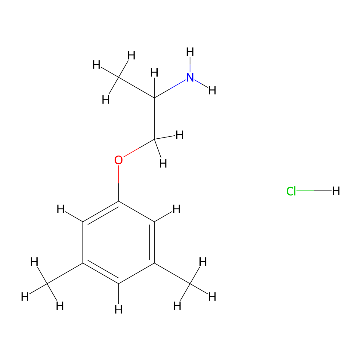 1-(3,5-Dimethylphenoxy)propan-2-amine hydrochloride molecular structure, CAS 29238-42-4