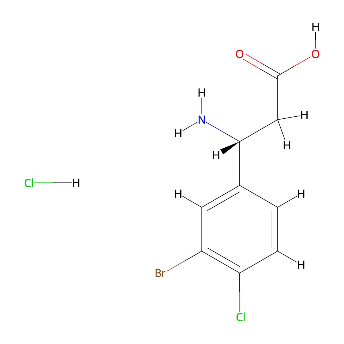 (3R)-3-amino-3-(3-bromo-4-chlorophenyl)propanoic acid hydrochloride molecular structure, CAS 2923834-27-7