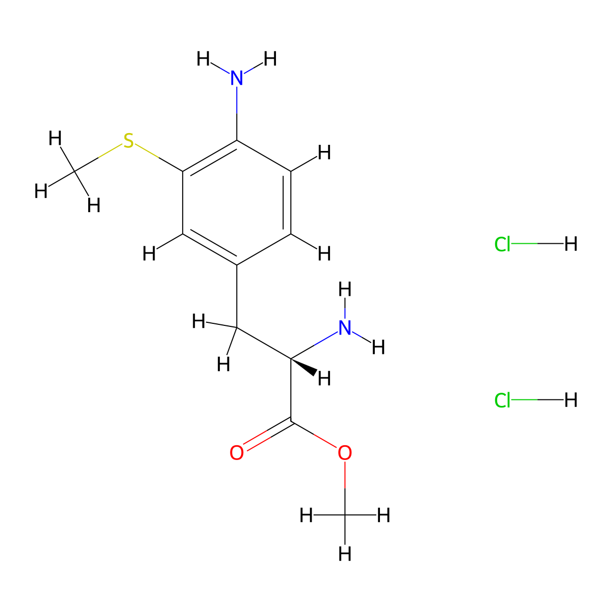 methyl (2S)-2-amino-3-[4-amino-3-(methylsulfanyl)phenyl]propanoate dihydrochloride molecular structure, CAS 2923834-32-4