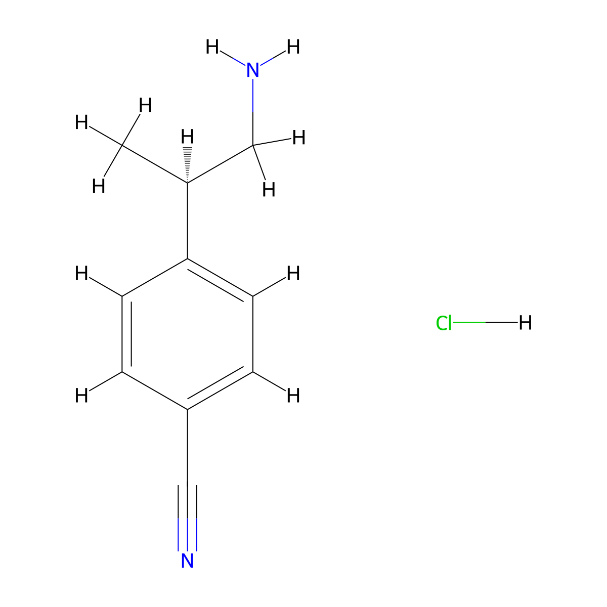 4-[(2R)-1-aminopropan-2-yl]benzonitrile;hydrochloride molecular structure, CAS 2923834-33-5