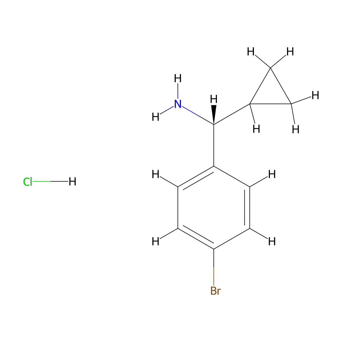 (R)-(4-bromophenyl)(cyclopropyl)methanamine hydrochloride molecular structure, CAS 2923834-44-8