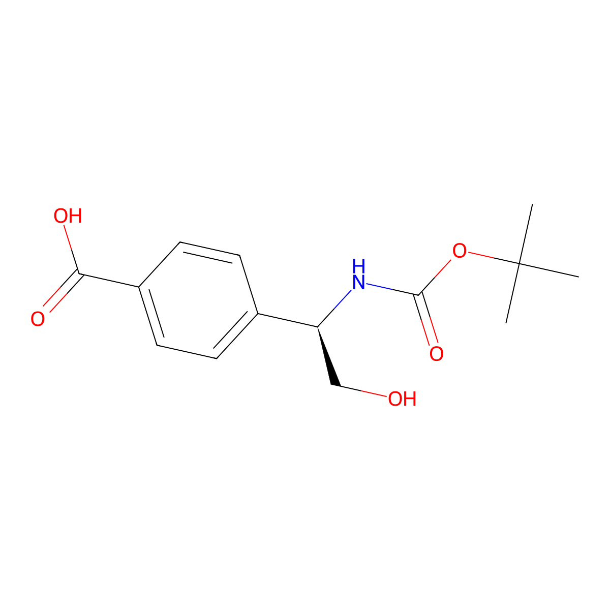 4-[(1R)-1-{[(tert-butoxy)carbonyl]amino}-2-hydroxyethyl]benzoic acid molecular structure, CAS 2923834-45-9