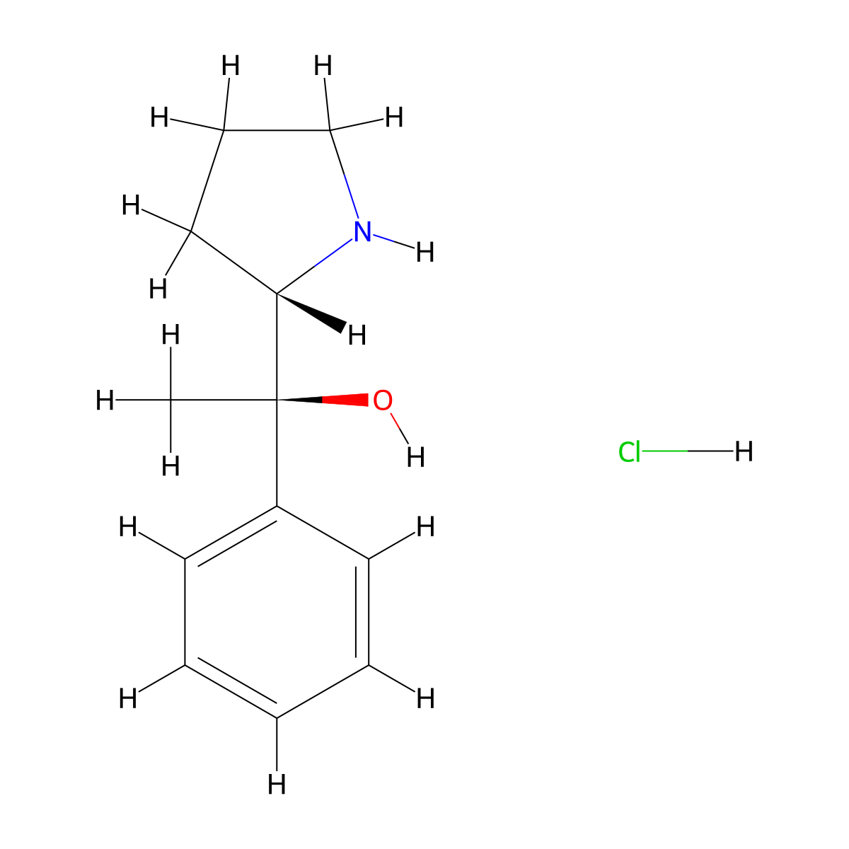 (1R)-1-phenyl-1-[(2S)-pyrrolidin-2-yl]ethan-1-ol hydrochloride molecular structure, CAS 2923834-47-1