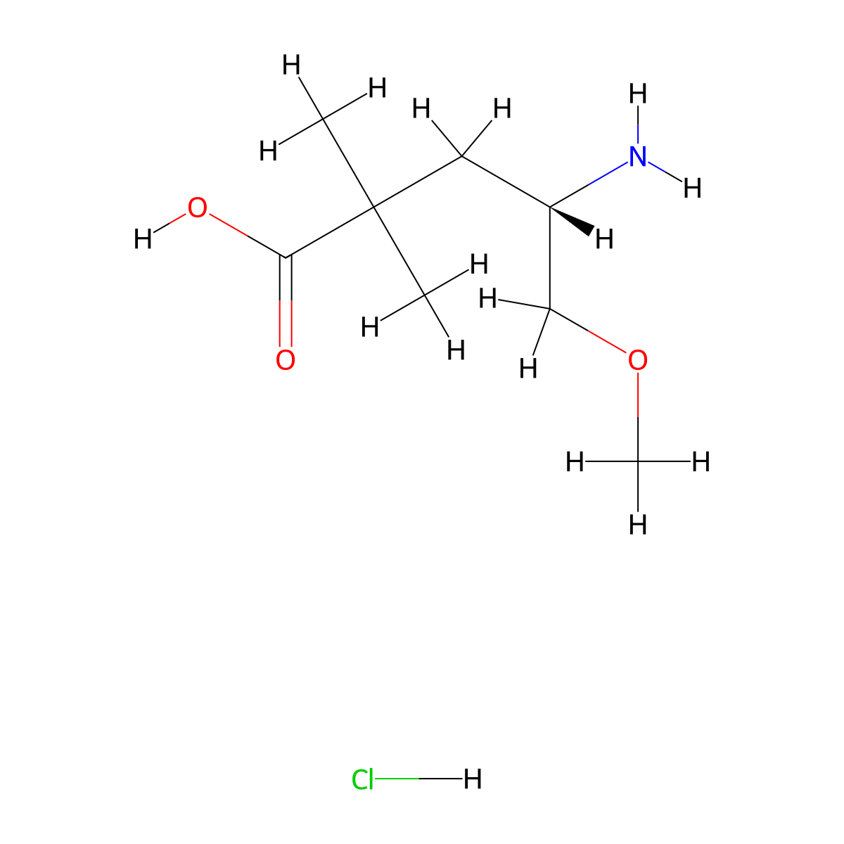(4S)-4-amino-5-methoxy-2,2-dimethylpentanoic acid hydrochloride molecular structure, CAS 2923834-53-9