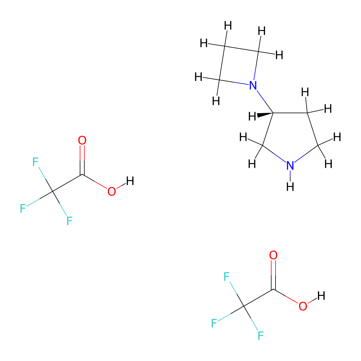 (3R)-3-(azetidin-1-yl)pyrrolidine, bis(trifluoroacetic acid) molecular structure, CAS 2923834-54-0