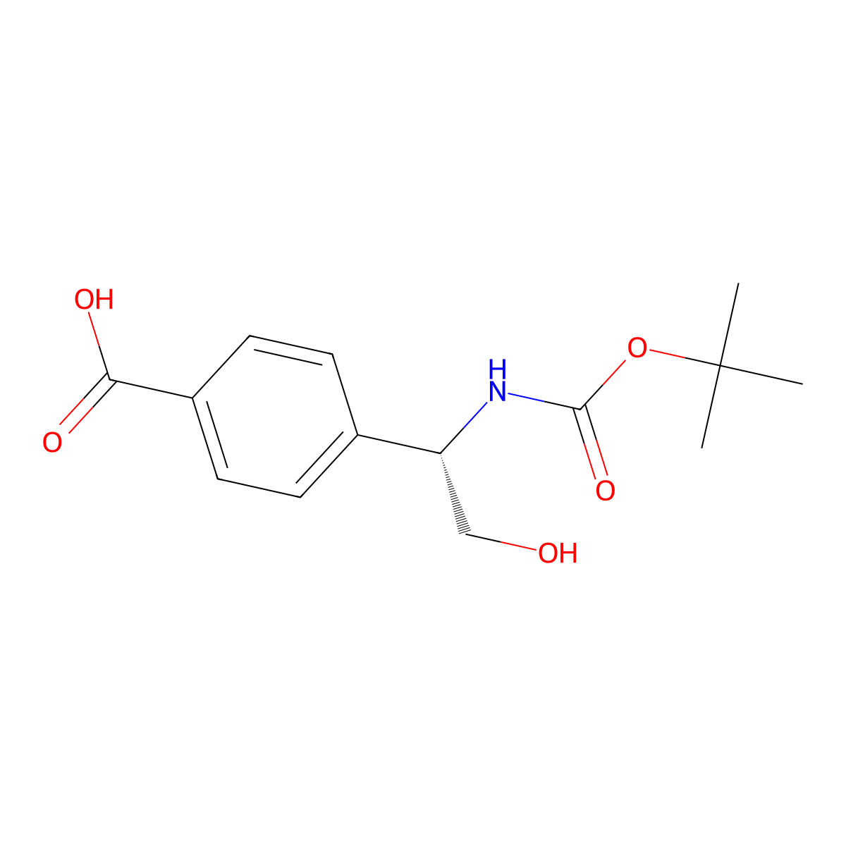 4-[(1S)-1-{[(tert-butoxy)carbonyl]amino}-2-hydroxyethyl]benzoic acid molecular structure, CAS 2923834-57-3